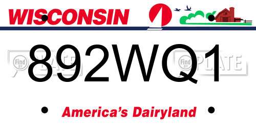 892WQ1 Wisconsin License Plate