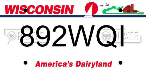 892WQI Wisconsin License Plate