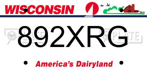 892XRG Wisconsin License Plate