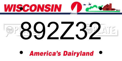 892Z32 Wisconsin License Plate