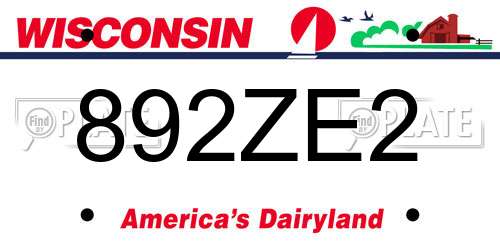 892ZE2 Wisconsin License Plate