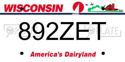 892ZET Wisconsin License Plate