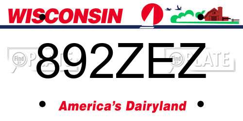 892ZEZ Wisconsin License Plate
