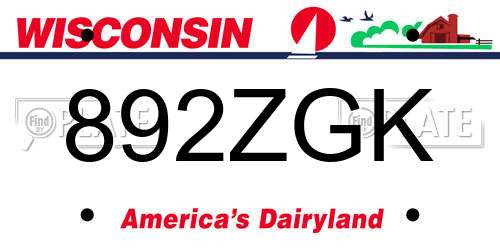 892ZGK Wisconsin License Plate