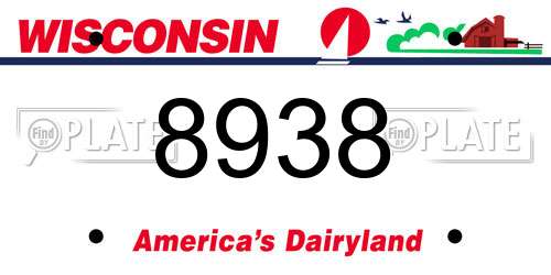8938 Wisconsin License Plate