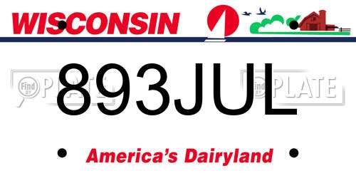 893JUL Wisconsin License Plate