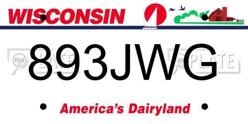 893JWG Wisconsin License Plate