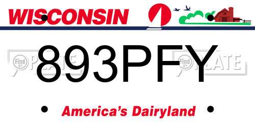 893PFY Wisconsin License Plate