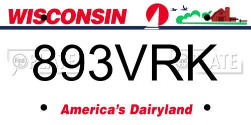 893VRK Wisconsin License Plate