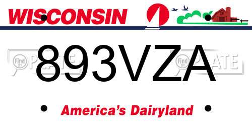 893VZA Wisconsin License Plate