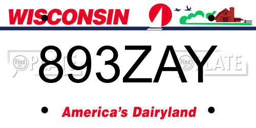 893ZAY Wisconsin License Plate