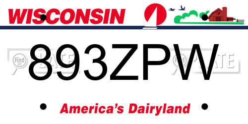 893ZPW Wisconsin License Plate