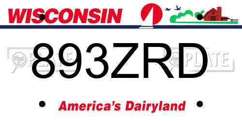 893ZRD Wisconsin License Plate