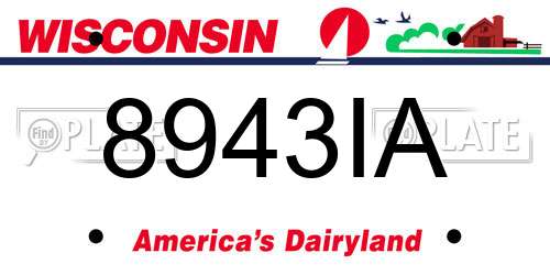 8943IA Wisconsin License Plate