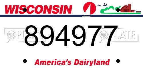 894977 Wisconsin License Plate