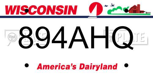 894AHQ Wisconsin License Plate