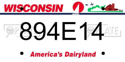 894E14 Wisconsin License Plate