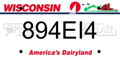 894EI4 Wisconsin License Plate