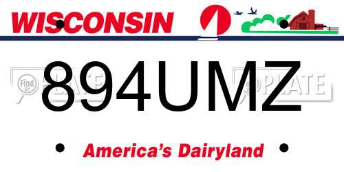 894UMZ Wisconsin License Plate