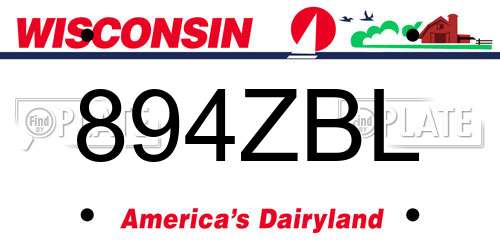 894ZBL Wisconsin License Plate