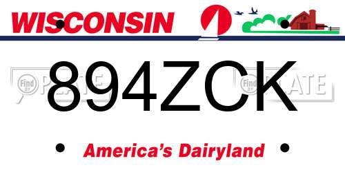 894ZCK Wisconsin License Plate