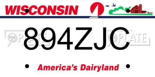894ZJC Wisconsin License Plate