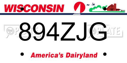 894ZJG Wisconsin License Plate