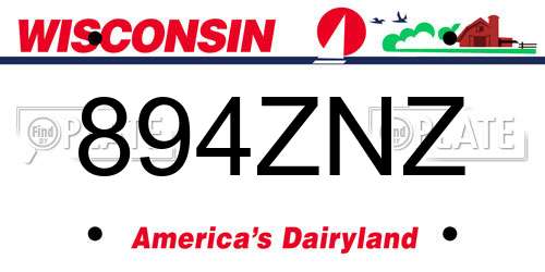 894ZNZ Wisconsin License Plate