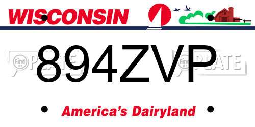 894ZVP Wisconsin License Plate