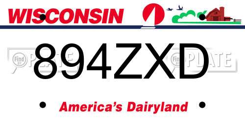 894ZXD Wisconsin License Plate
