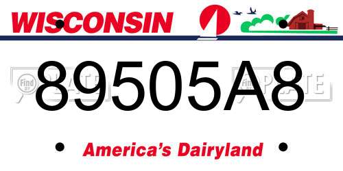 89505A8 Wisconsin License Plate