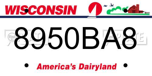 8950BA8 Wisconsin License Plate