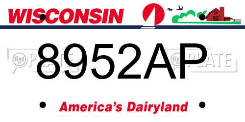 8952AP Wisconsin License Plate