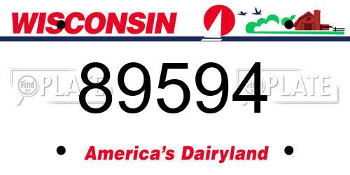 89594 Wisconsin License Plate