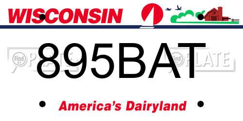 895BAT Wisconsin License Plate
