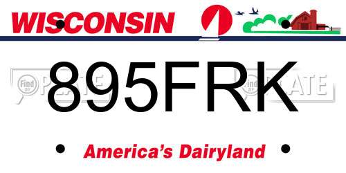 895FRK Wisconsin License Plate