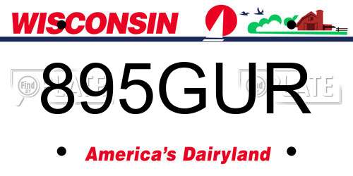 895GUR Wisconsin License Plate