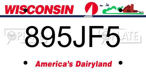 895JF5 Wisconsin License Plate