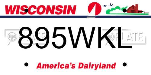 895WKL Wisconsin License Plate
