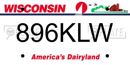 896KLW Wisconsin License Plate