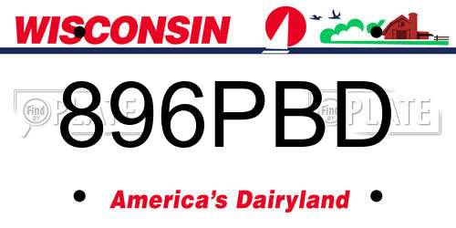 896PBD Wisconsin License Plate