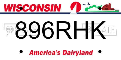 896RHK Wisconsin License Plate
