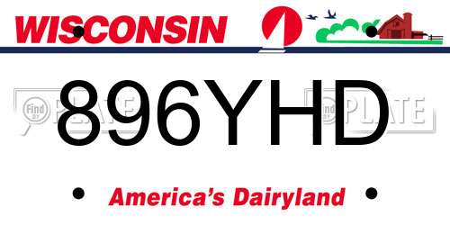 896YHD Wisconsin License Plate