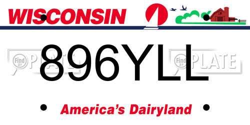 896YLL Wisconsin License Plate