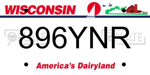 896YNR Wisconsin License Plate