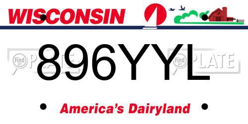 896YYL Wisconsin License Plate