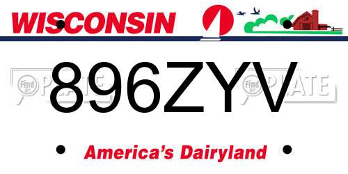 896ZYV Wisconsin License Plate