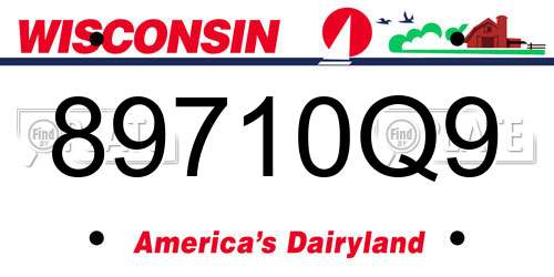 89710Q9 Wisconsin License Plate