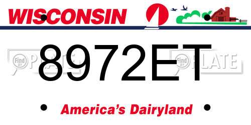 8972ET Wisconsin License Plate