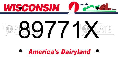 89771X Wisconsin License Plate